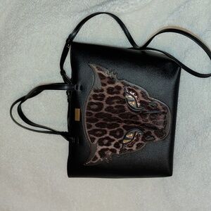 Stella McCartney Vegan Leather Leopard Tote Bag Black EUC COA